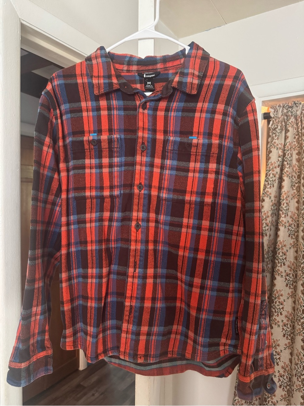Cotopaxi Orange/Blue Plaid Button-Up Shirt - Casual Flannel Style